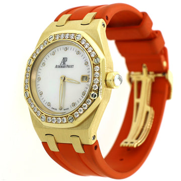 Audemars Piguet Royal Oak Lady 33mm White MOP Diamond Dial/Bezel Yellow Gold Watch