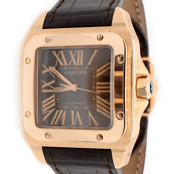 Cartier Santos 100 38mm Rose Gold Watch with Roman Dial/Box/Papers 2792