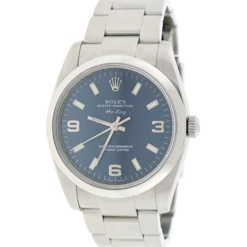 Rolex Air-King Original Blue Arabic/Index Dial 34MM Domed Bezel Automatic Stainless Steel Oyster Mens Watch 114200