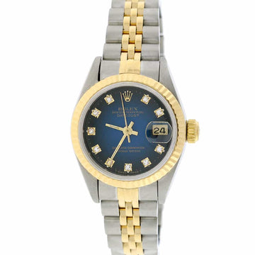 Rolex Datejust Ladies 2-Tone 18K Yellow Gold/Steel 26MM Original Blue Diamond Dial Jubilee Watch 69173