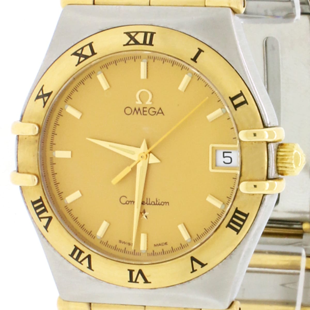 Omega Constellation Full Bar Two-Tone 18k Gold Stainless Steel Unisex Watch