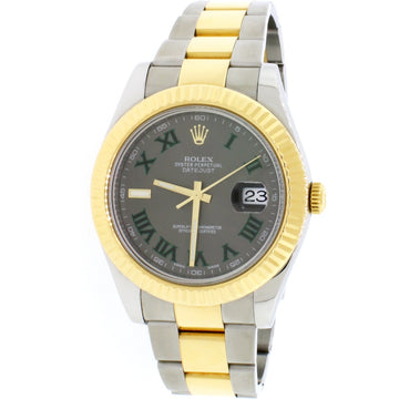 Rolex Datejust II 2-tone Yellow Gold/Steel 41mm Grey Roman Dial Automatic Watch 116333