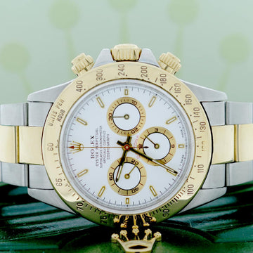 Rolex Cosmograph Daytona 2-Tone 18K Yellow Gold/Steel Original White Index Dial 40mm Automatic Oyster Watch 16523