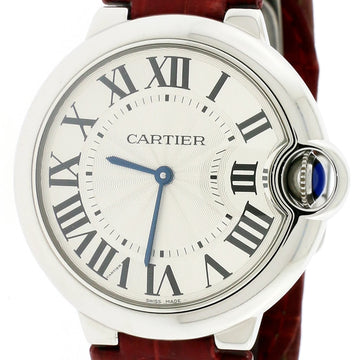 Cartier Ballon Bleu Silver Roman Dial 36MM Stainless Steel Watch W6920087 Box Papers