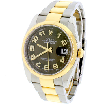 Rolex Datejust 36mm Steel & Gold Rehaut engraved Brown dial Unisex Automatic Watch 116203