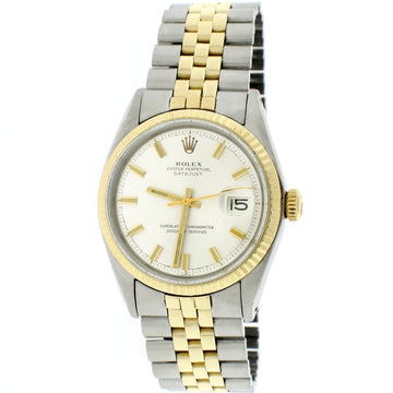 Rolex Datejust 2-Tone 18K Yellow Gold & Stainless Steel Original Silver Dial 36MM Automatic Mens Watch 1601