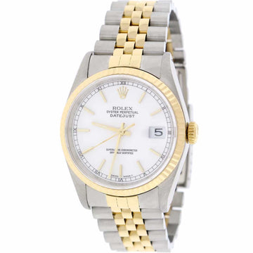 Rolex Datejust 2-Tone Yellow Gold/Stainless Steel Original White Index Dial 36MM Jubilee Watch 16233