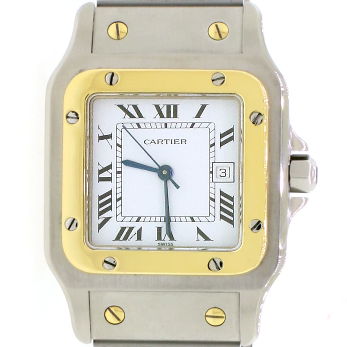 Cartier Santos Or Et Acier 18K Yellow Gold Stainless 29MM White Roman Dial Automatic Watch W20058C4