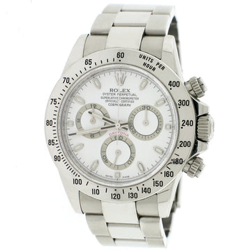 Rolex Cosmograph Daytona White Dial 40MM Automatic Stainless Steel Mens Oyster Watch 116520