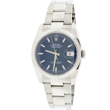 Rolex Datejust Blue Index Dial 36MM Smooth Domed Bezel Stainless Steel Automatic Oyster Mens Watch 116200 w/Box&Papers