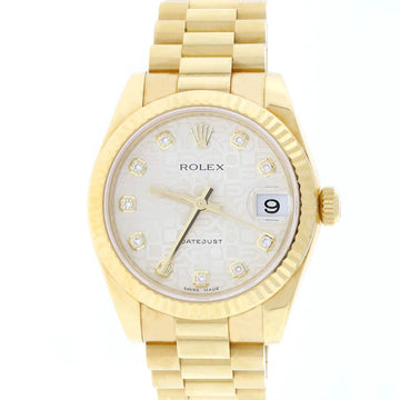 Rolex President Datejust Midsize 18K Yellow Gold Original Jubilee Diamond Dial 31MM Automatic Watch 178278