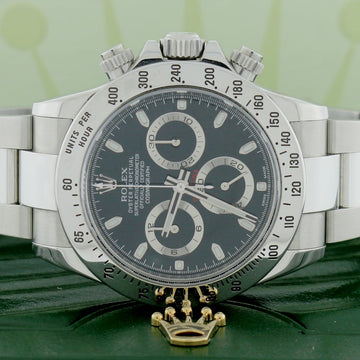 Rolex Cosmograph Daytona Black Dial 40MM Automatic Stainless Steel Mens Oyster Rehaut Watch 116520