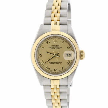 Rolex Datejust Ladies 2-Tone 18K Yellow Gold/Steel 26MM Original Champagne Roman Dial Jubilee Watch 79173