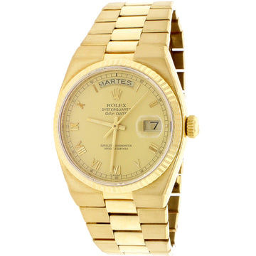 Rolex President Day-Date Oysterquartz 18K Yellow Gold Factory Champagne Roman Dial 36MM Mens Watch 19018