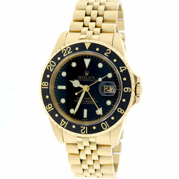 Rolex GMT-Master 18K Yellow Gold 40MM Black Dial Automatic Mens Jubilee Watch 16758