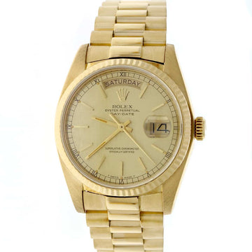 Rolex President Day-Date Original Champagne Dial 18K Yellow Gold 36MM Automatic Mens Watch 18038