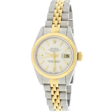 Rolex Datejust Ladies 2-Tone 18K Yellow Gold/Steel 26MM Factory Silver Index Dial Jubilee Watch No Holes Case