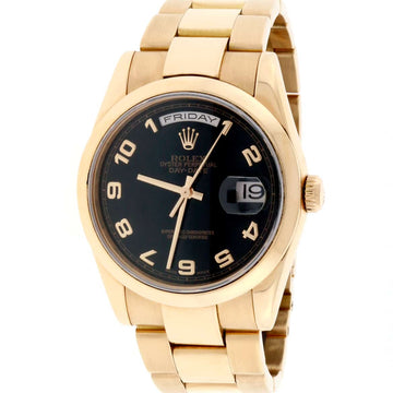 Rolex President Day-Date 18K Rose Gold Original Black Arabic Dial 36MM Oyster Automatic Mens Watch 118205