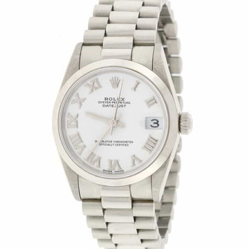 Rolex President Datejust Midsize Platinum Original White Roman Dial 31MM Automatic Watch 78246