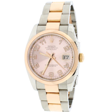 Rolex Datejust 36mm Pink Concentric Dial 2-tone 18K Rose Gold & Stainless Steel Oyster Watch 116201