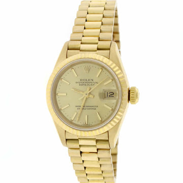 Rolex President Datejust Ladies 18K Yellow Gold 26MM Original Champagne Index Dial Automatic Watch 69178