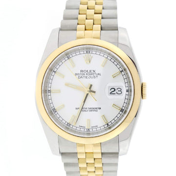 Rolex Datejust 2-Tone 18K Yellow Gold/Stainless Steel Original White Index Dial 36MM Jubilee Watch 116203