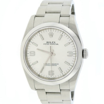Rolex Oyster Perpetual Silver Index/Arabic Dial 36mm Automatic Stainless Steel Mens Oyster Watch 116000