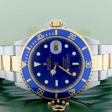 Rolex Submariner Date 2-Tone 18K Yellow Gold & Stainless Steel Blue Dial 40MM Automatic Mens Watch 16613 T