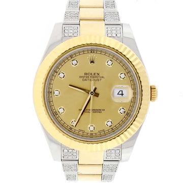 Rolex Datejust II 2-Tone 18K Yellow Gold & Stainless Steel 41MM Original Diamond Dial Oyster Watch w/Diamond Bracelet 116333