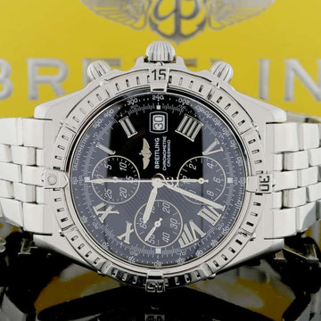 Breitling Windrider Crosswind Chronograph Black Roman Dial 43MM Automatic Stainless Steel Mens Watch A13355