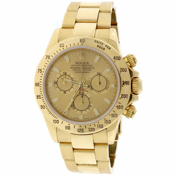 Rolex Cosmograph Daytona 18K Yellow Gold Original Champagne Dial 40MM Automatic Mens Oyster Watch 116528