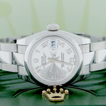 Rolex Datejust Ladies Silver Concentric Arabic Dial 26MM Domed Bezel Automatic Stainless Steel Oyster Watch 179160