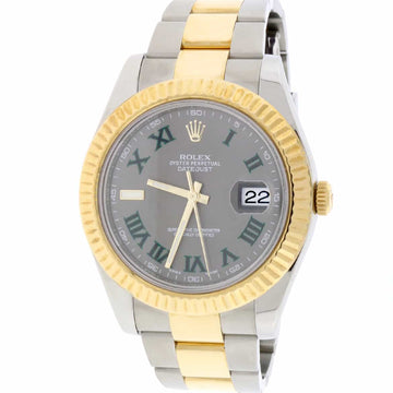 Rolex Datejust II 2-Tone 18K Yellow Gold/Steel 41mm Gray Roman Dial Automatic Mens Oyster Watch 116333