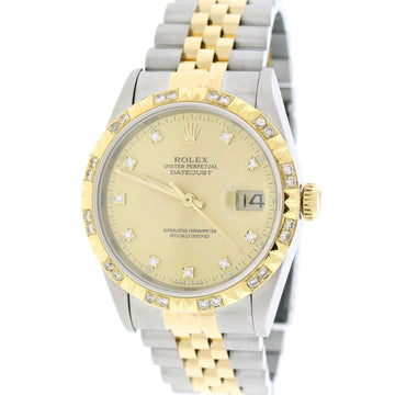 Rolex Datejust 2-Tone Yellow Gold/Stainless Steel Factory Champagne Diamond Dial 36MM Jubilee Watch 16233 w/Diamond Bezel