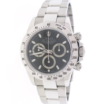 Rolex Cosmograph Daytona Black Dial 40MM Automatic Stainless Steel Mens Oyster Watch 116520