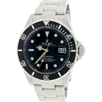 Rolex Submariner Date Black Dial 40MM Automatic Stainless Steel Mens Oyster Watch 16610