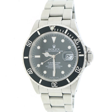 Rolex Submariner Date Black Dial 40MM Automatic Stainless Steel Mens Oyster Watch 16610
