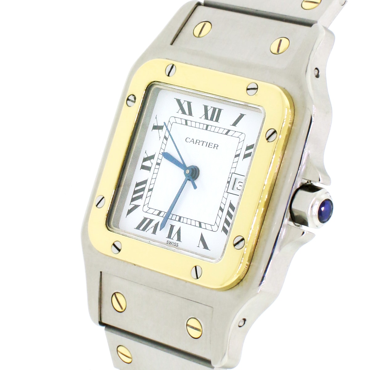 Cartier Santos Or Et Acier 18K Yellow Gold Stainless 29MM White Roman Dial Automatic Watch W20058C4