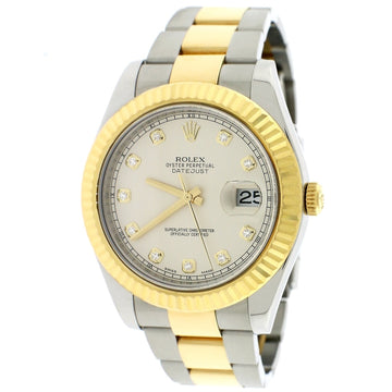 Rolex Datejust II 2-Tone18K Yellow Gold & Stainless Steel Factory Cream Diamond Dial 41MM Automatic Mens Oyster Watch 116333