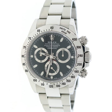 Rolex Cosmograph Daytona Black Dial 40MM Automatic Stainless Steel Mens Oyster Rehaut Watch 116520