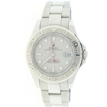 Rolex Yacht-Master Midsize Platinum Dial & Bezel 35MM Automatic Stainless Steel Oyster Watch 168622
