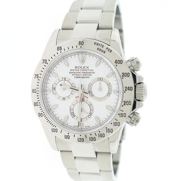 Rolex Cosmograph Daytona White Dial 40MM Automatic Stainless Steel Mens Oyster Watch 116520