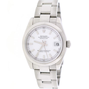 Rolex Datejust Midsize 31MM White Stick Dial Automatic Stainless Steel Womens Oyster Watch 178240