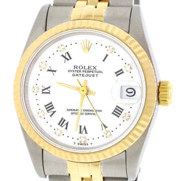 Rolex Datejust Midsize 2-Tone Yellow Gold/Stainless Steel Original White Roman Diamond Dial 31MM Jubilee Watch 68273