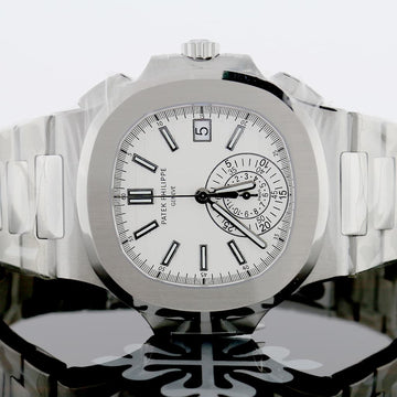 Patek Philippe Nautilus Chronograph White Dial Automatic Stainless Steel Mens Watch 5980/1A-019