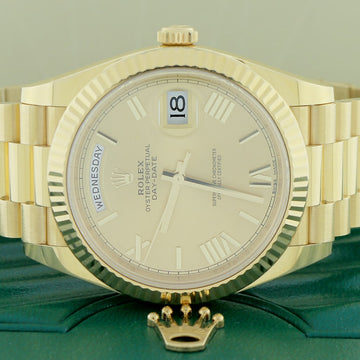 Rolex President Day-Date 40 18K Yellow Gold Original Champagne Roman Dial Automatic Mens Watch 228238
