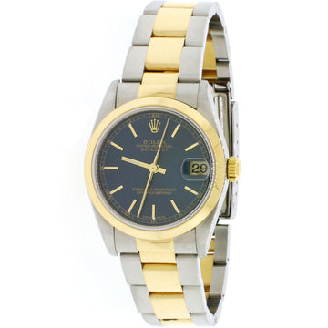 Rolex Datejust Midsize 2-Tone 18K Yellow Gold/Stainless Steel Original Blue Index Dial 31MM Oyster Watch 78243 w/Box&Papers