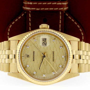 Rolex Datejust Chevrolet Award Diamond Dial 18K Yellow Gold Automatic Jubilee Watch 16018