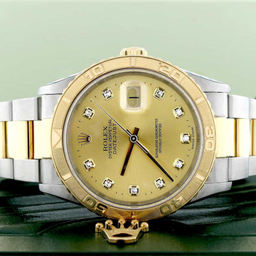 Rolex Datejust Thunderbird Turnograph 2-Tone 18K Yellow Gold & Stainless Steel Original Champagne Diamond Dial 36MM Oyster Watch 16263