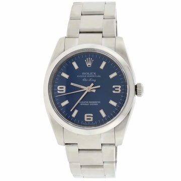 Rolex Air-King Blue Stick Dial 34MM Domed Bezel Automatic Stainless Steel Oyster Mens Watch 114200